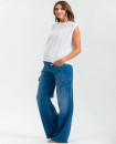 Made in Italy Wide Leg Maternity Jeans with Side Pockets